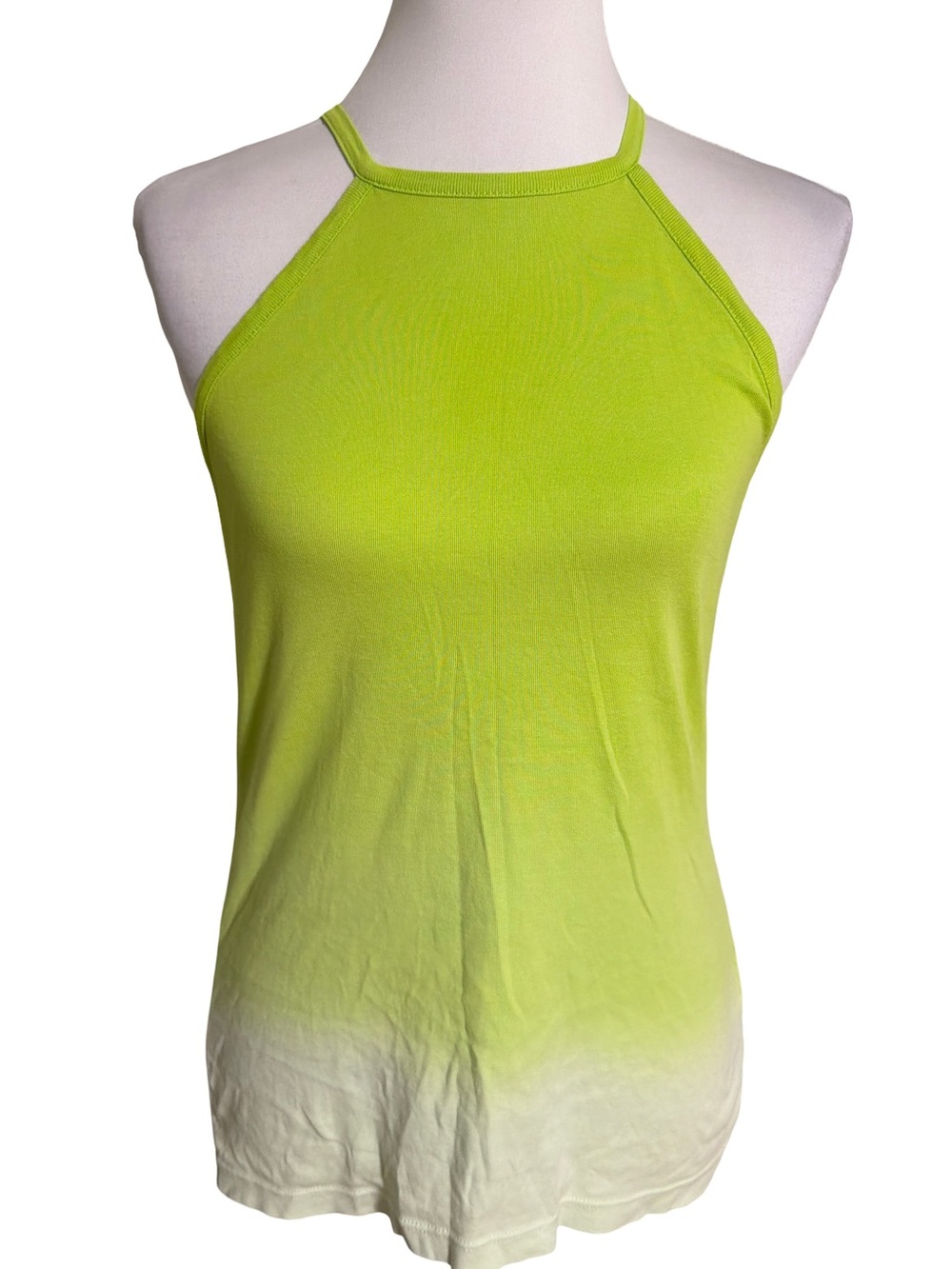 Ralph Lauren White Lime Ombre Halter Tank Top